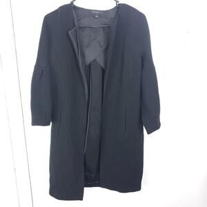 Ann Taylor Jacket Womens M Ribbed Half Sleeve Collarless Open Front Career